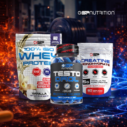 TESTO DROL + 100% ISO Whey + Creatine + OMEGA 1000 FREE – Muscle Growth, Strength & Performance Stack