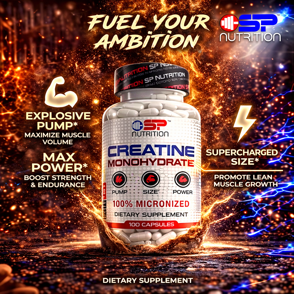 Creatine Monohydrate – 100 Capsules | Micronized Creatine for Strength, Power & Athletic Performance