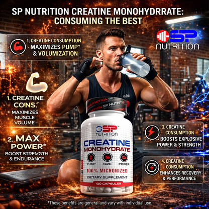 Creatine Monohydrate – 100 Capsules | Micronized Creatine for Strength, Power & Athletic Performance