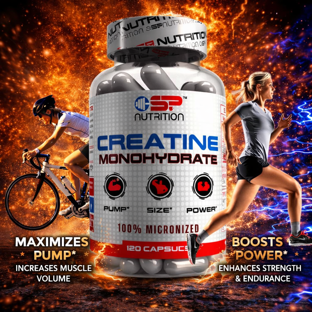 Creatine Monohydrate – 100 Capsules | Micronized Creatine for Strength, Power & Athletic Performance