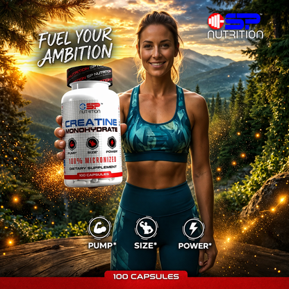 Creatine Monohydrate – 100 Capsules | Micronized Creatine for Strength, Power & Athletic Performance