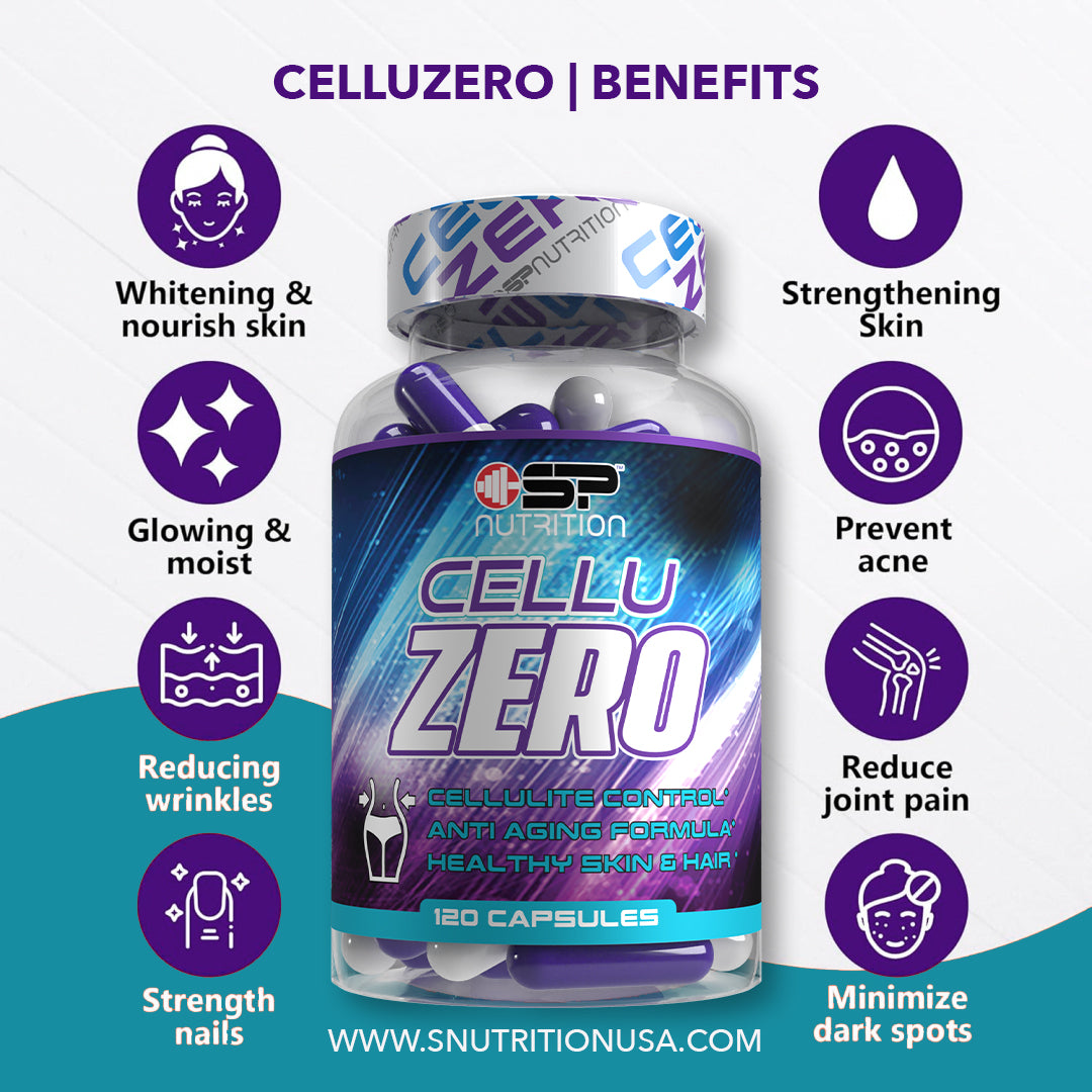 CELLUZERO 120 CAPSULES, Anti-Cellulite Formula Improves Skin for Better Appearance