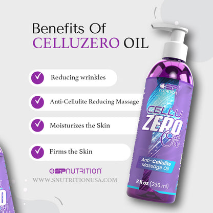 CELLUZERO OIL 8 onz, Anti Cellulite Massage Oil, Made with 100% Natural Oils.