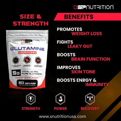 Micronized L-Glutamine Powder – 300g | Muscle Recovery, Immune & Gut Support | 60 Servings