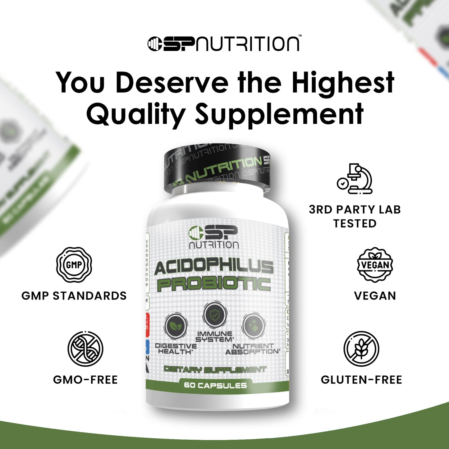 Acidophilus Probiotics 300 MG — 600 Million CFUs of Lactobacillus Acidophilus per Capsule — Digestive & Immune Support