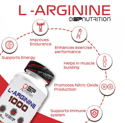 L-Arginine 1000 mg Capsules – Cardiovascular Support, Improved Circulation & Athletic Performance – 100 Capsules