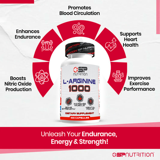 L-Arginine 1000mg Capsules – Cardiovascular Support, Improved Circulation & Athletic Performance – 60 Softgels
