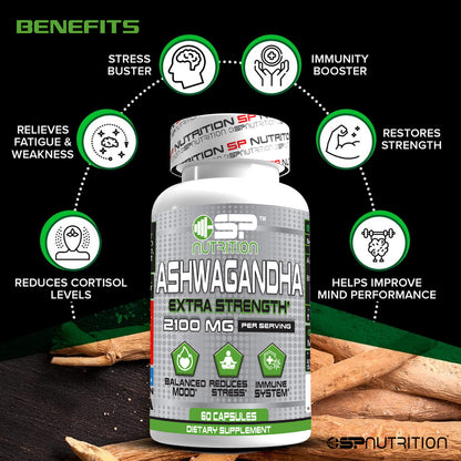 Ashwagandha 2100mg Capsules – Stress Relief, Energy, Focus & Endurance Support