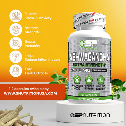 Ashwagandha 2100mg Capsules – Stress Relief, Energy, Focus & Endurance Support