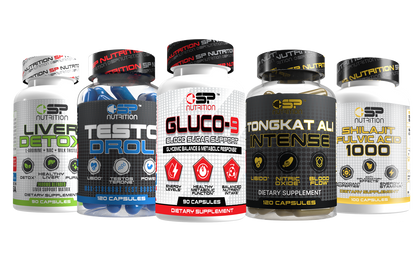 GLUCO 9 + Shilajit Fulvic Acid 1000 + TestoDrol + Tongkat Ali Intense + Liver Detox + Omega 1000 FREE – Elite Metabolic, Vitality & Detox System