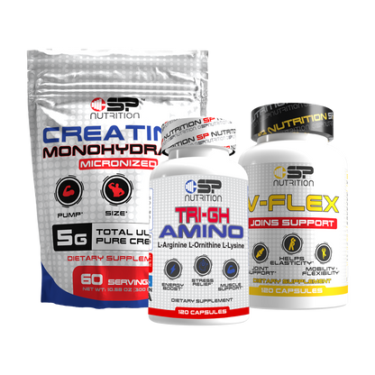 TRI-GH AMINO + V-FLEX + Creatine Monohydrate – Strength, Mobility & Performance System