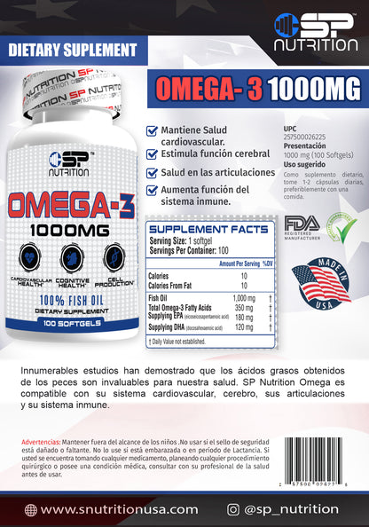 Omega 1000, 100 Softgel, Omega 3 EPA & DHA, Free Fatty Acid Form Omega 3, Instant Absorption, EPA & DHA