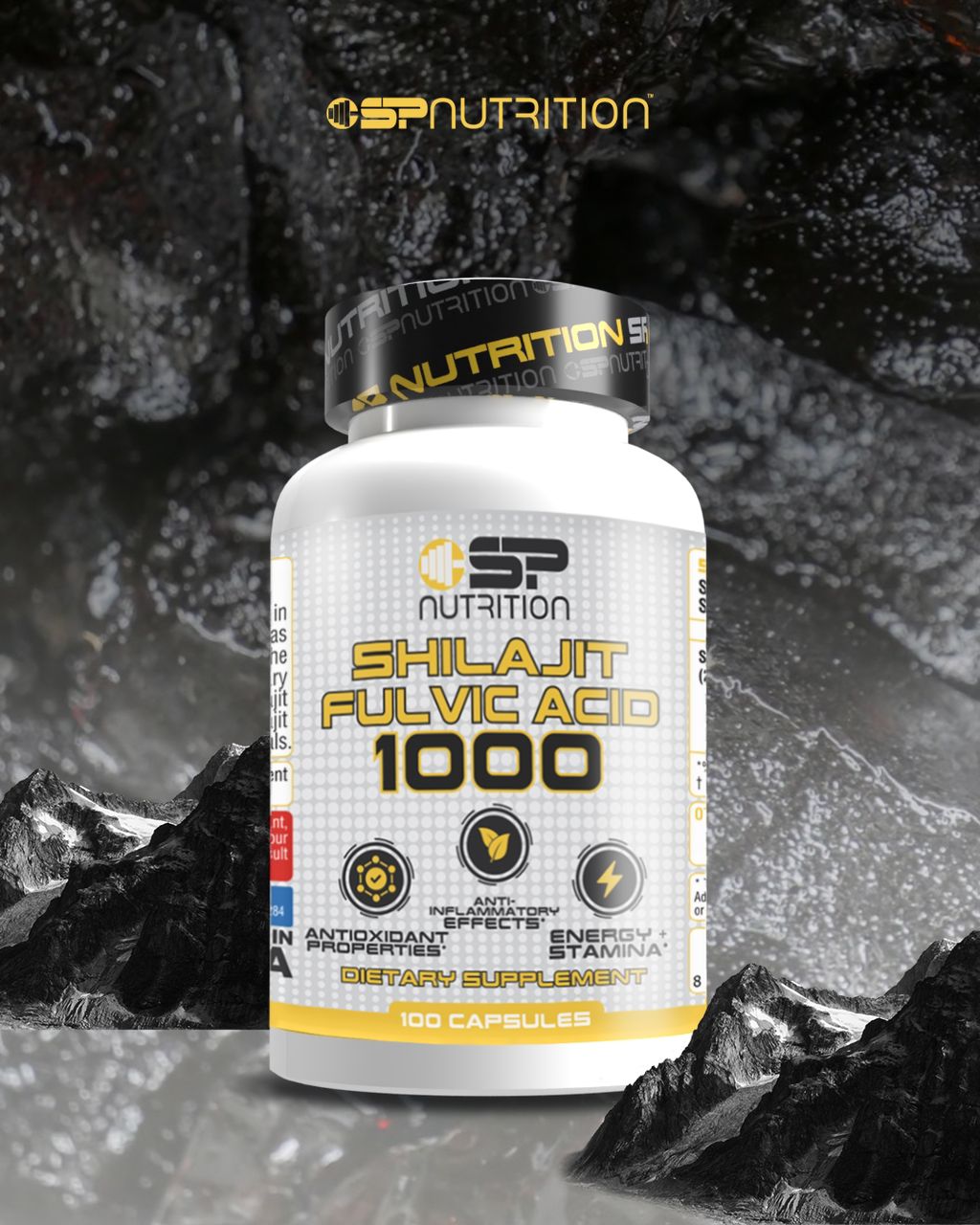 SHILAJIT FULVIC ACID 1000, Absorption Enhancer, Trace Minerals for Energy, Performance, Immune Support, 100 capsules