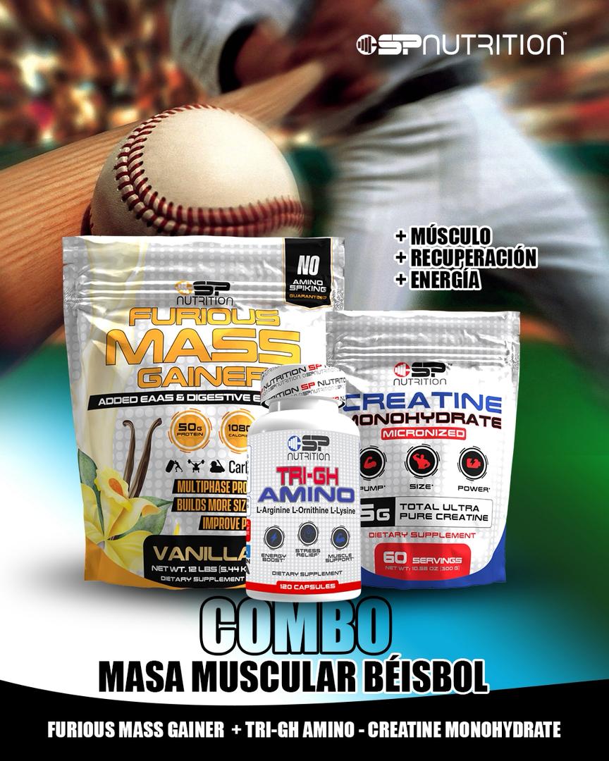 TRI-GH AMINO+FURIOUS MASS GAINER & CREATINE (Kit Baseball)