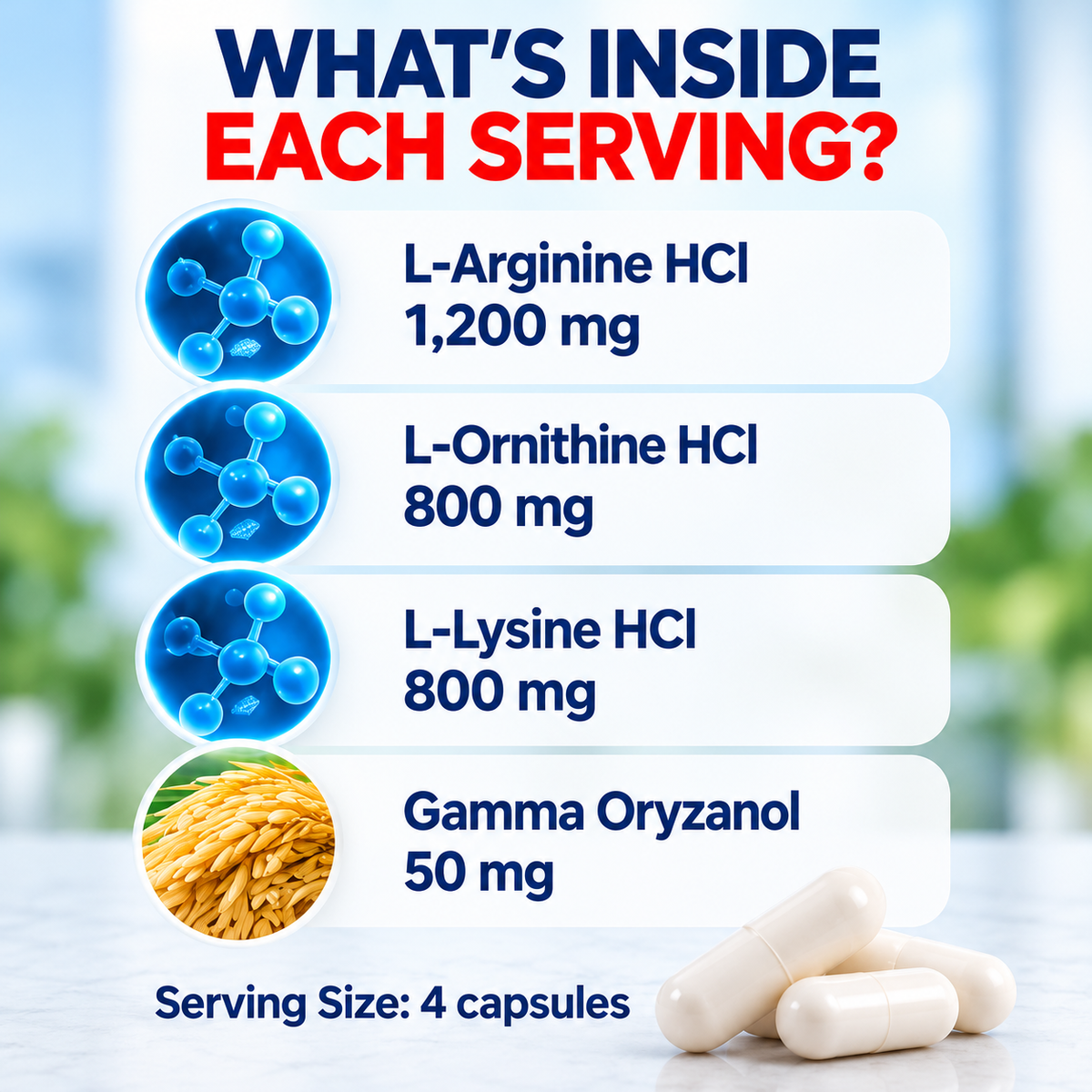 TRI-GH AMINO – Amino Acid Complex with Gamma Oryzanol | 120 Capsules