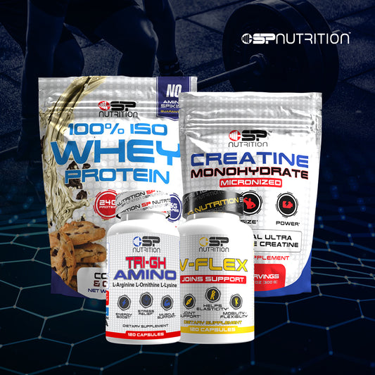 TRI-GH AMINO+V-FLEX+100% ISO WHEY PROTEIN & CREATINE + OMEGA 1000 FREE