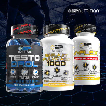 V-FLEX 120 Capsules + Shilajit Fulvic Acid 1000 + TestoDrol + OMEGA 1000 FREE – Mobility, Vitality & Performance System