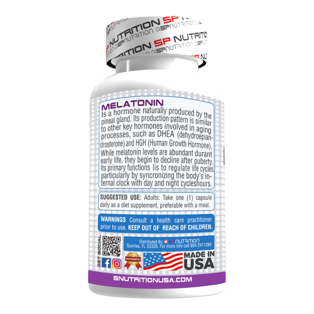 Melatonin Plus B6 - 5mg Natural Sleep Aid for Restful Nights & Energized Mornings, 60 Capsules