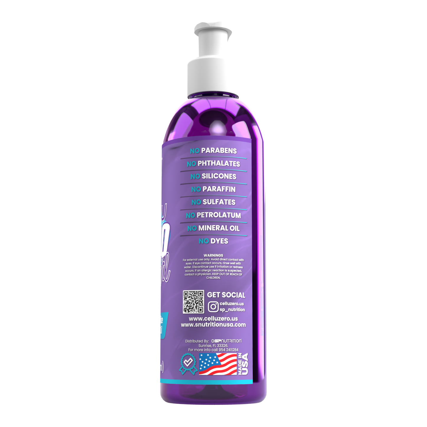 CELLUZERO OIL 8 onz, Anti Cellulite Massage Oil, Made with 100% Natural Oils.
