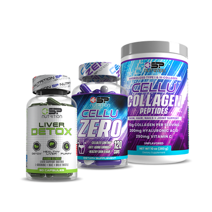CELLUZERO + Cellu Collagen + Liver Detox Kit + OMEGA 1000 FREE – Complete Body Sculpting, Skin & Detox System